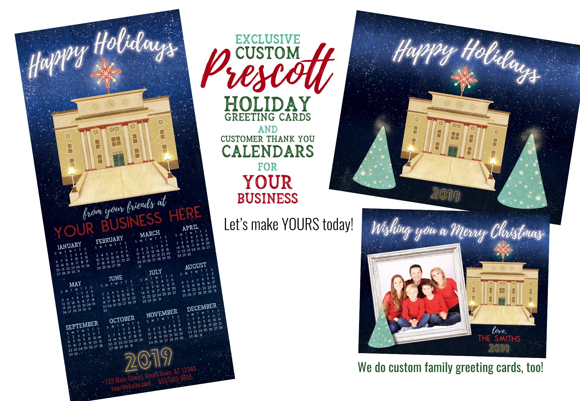 happy holidays custom calendar design print